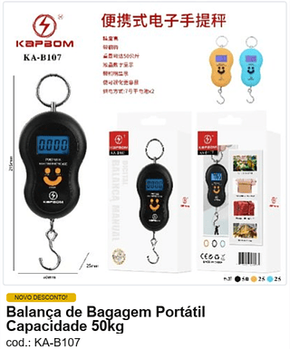 Balança de Bagagem Portátil Capacidade 50kg R$ 9,45 PC/CX:100
