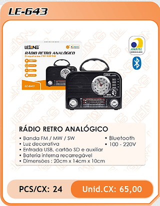RÁDIO RETRO ANALÓGICO 24PÇ=65$