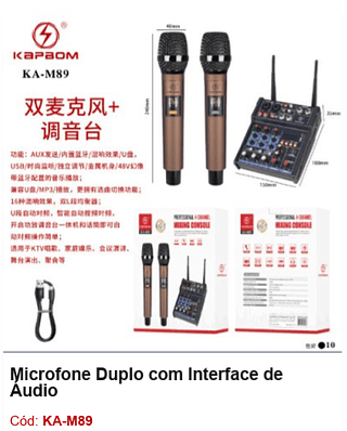 Microfone Duplo com Interface de Áudio R$ 342 PCS/Cx:10