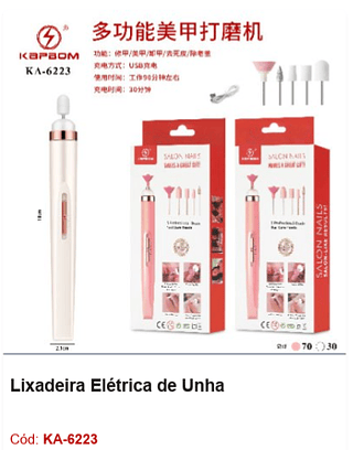 Lixadeira Elétrica de Unha R$ 11,7 PCS/Cx: 100