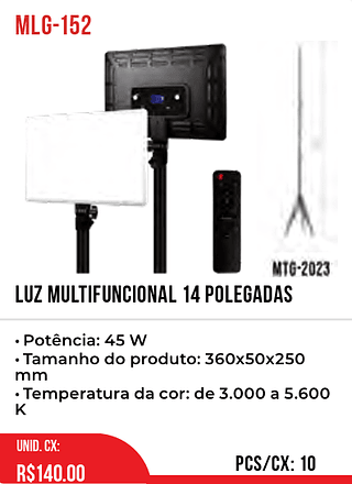 Luz Multifuncional 14 Polegadas 10pç=140$