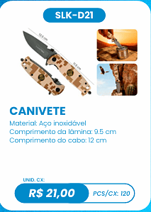 CANIVETE UNID. CX: R$ 21,00 PCS/CX: 120