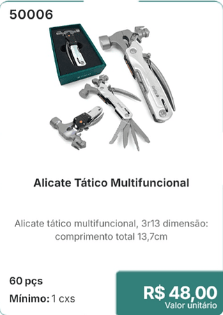 Alicate Tático Multifuncional 60 pçs R$ 48,00