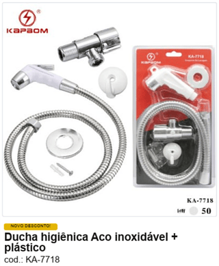 Ducha higiênica Aco inoxidável + plástico R$ 22,5 PC/CX:50