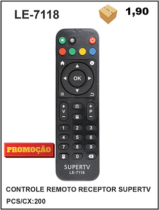 CONTROLE REMOTO RECEPTOR SUPERTV 200pç=1,9$
