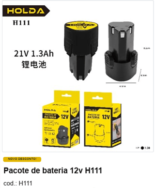 Pacote de bateria 12v H111 R$ 16,2 PC/CX:120