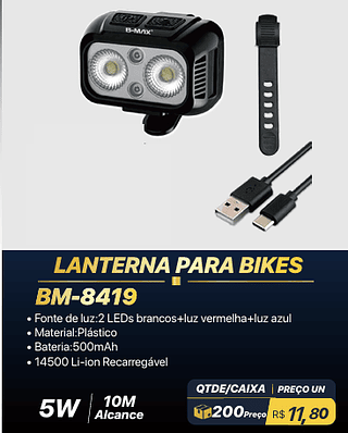 LANTERNA PARA BIKES 200PÇS R$11,80