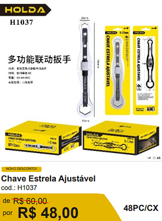 Chave Estrela Ajustável R$ 43.20 48PC/CX