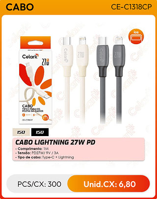 CABO LIGHTNING 27W PD PCS/CX: 300 Unid.CX: 6,80