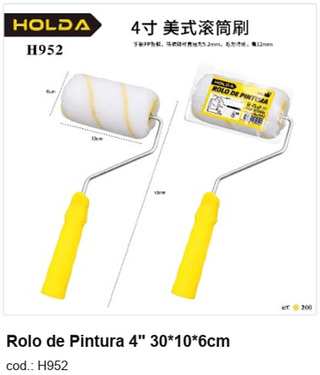 Rolo de Pintura 4" 30*10*6cm R$ 9 PC/CX:200