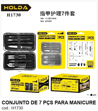 CONJUNTO DE 7 PÇS PARA MANICURE R$ 10,35 PC/CX:120