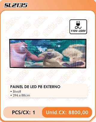 PAINEL DE LED P8 EXTERNO 1PÇ=8800$