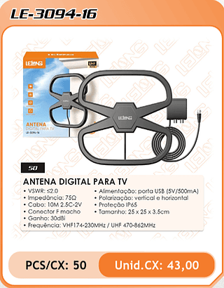 ANTENA DIGITAL PARA TV 50PÇ=43$