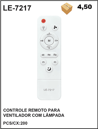 CONTROLE REMOTO PARA VENTILADOR COM LÂMPADA 200PÇ=4,5$