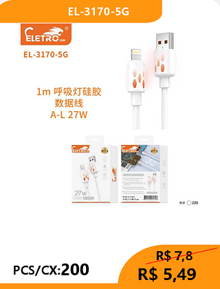 CABO LIGHTNING PCS/CX:200 R$5,49