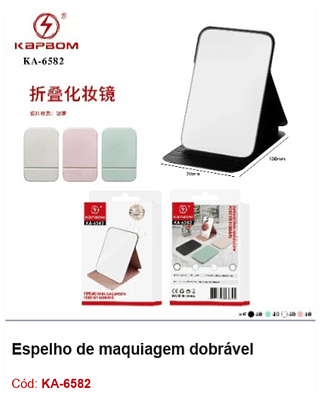 Espelho de maquiagem dobrável R$ 4,5 PCS/cx: 160