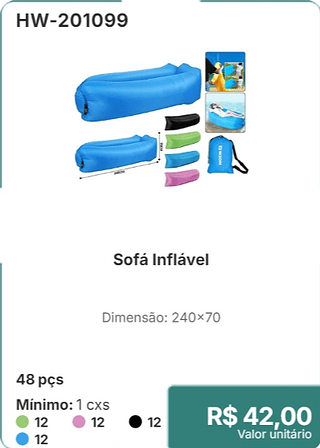 Sofá Inflável 48 pçs R$ 42.00