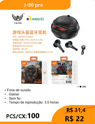 FONE BLUETOOTH PCS/CX:100 R$22