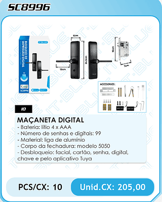 MAÇANETA DIGITAL PCS/CX: 10 Unid.CX: 205,00
