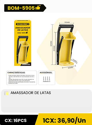 AMASSADOR DE LATAS CX: 16PCS ICX: 36,90/Un