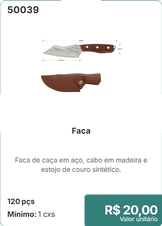 Faca 120 pçs R$ 20.00
