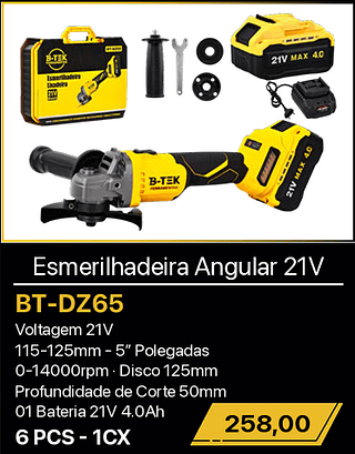Esmerilhadeira Angular 21V 6PCS R$258,00