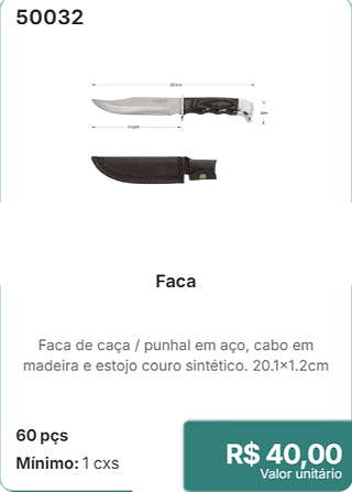 Faca 60 pçs R$ 40.00