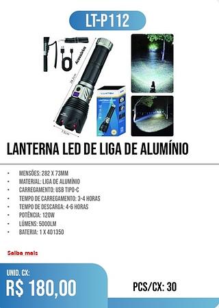 LANTERNA LED de LIGA DE ALUMÍNIO 30pç=180$