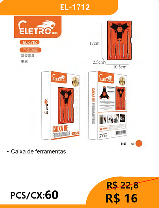 Caixa de ferramentas PCS/CX:60 R$16