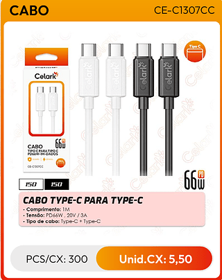 CABO TYPE-C PARA TYPE-C PCS/CX: 300 Unid.CX: 5,50