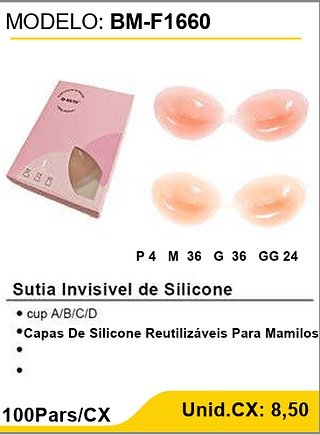Sutia Invisivel de Silicone 100Pars/CX Unid.CX: 8,50
