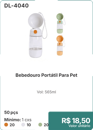 Bebedouro Portátil Para Pet 50 pçs R$ 18.50