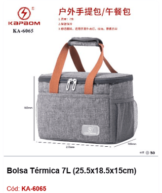 Bolsa Térmica 7L (25.5x18.5x15cm) R$ 27 PCS/CX: 80