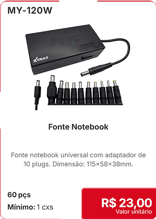 Fonte Notebook 60 pçs R$ 23.00