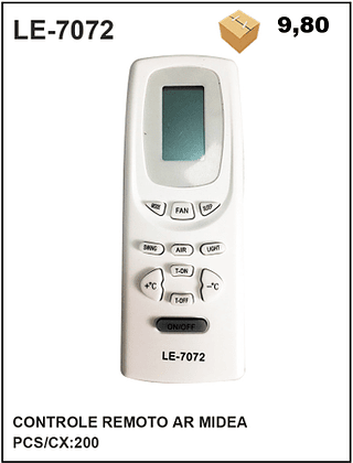 CONTROLE REMOTO AR MIDEA 200pç=9,8$