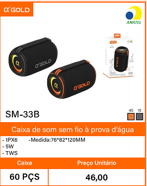 Caixa de som sem fio a prova d'agua Caixa 60 PCS Preco Unitario 46,00