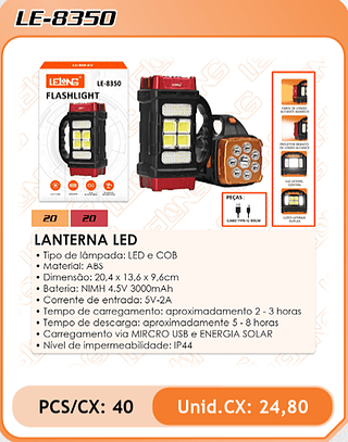 LANTERNA LED 40PÇ=24,8$