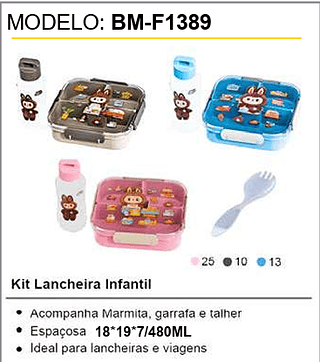 Kit Lancheira Infantil 48PCS/CX Unid.CX:16,00