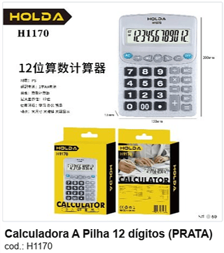Calculadora A Pilha 12 dígitos R$ 18 PC/CX:60