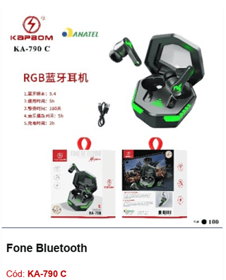 Fone Bluetooth R$19,8 PCS/Cx:100