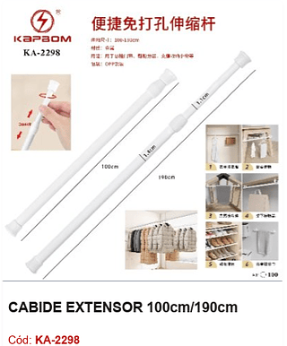 CABIDE EXTENSOR 100cm/190cm R$ 10,8 Pcs/cx: 100
