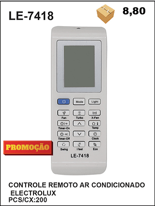 CONTROLE REMOTO AR CONDICIONADO ELECTROLUX 200pç=8,8$
