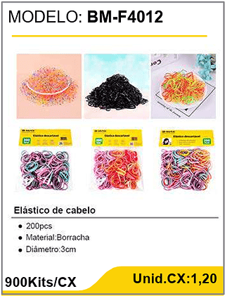 Elástico de cabelo 900Kits/CX Unid.CX:1,20