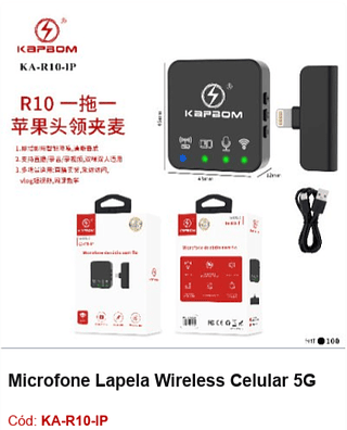 Microfone Lapela Wireless Celular 5G R$ 16,2 PCS/cx:100