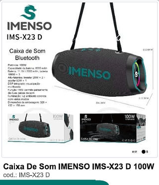 Caixa De Som IMENSO 100W R$252 PC/CX 8