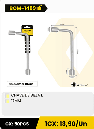 CHAVE DE BIELA L 17MM CX: 50PCS 1CX: 13,90/Un