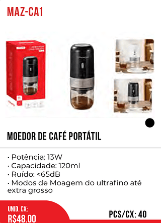 MOEDOR DE CAFÉ PORTÁTIL 40PÇ=48$