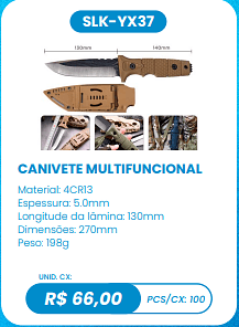 CANIVETE MULTIFUNCIONAL UNID. CX: R$ 66,00 PCS/CX: 100