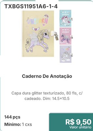 Caderno De Anotação 144 pçs R$ 9.50