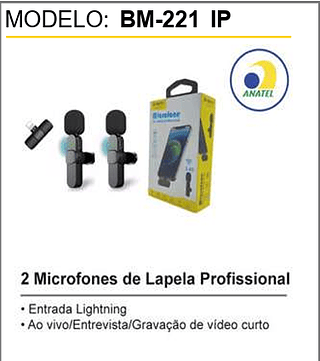2 Microfones de Lapela Profissional 100PCS/CX Unid. CX: 16,90
